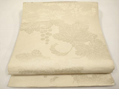 平和屋着物＊夏物　八寸名古屋帯　葡萄蔦の葉文　金糸　正絹　逸品　CABJ5714tx