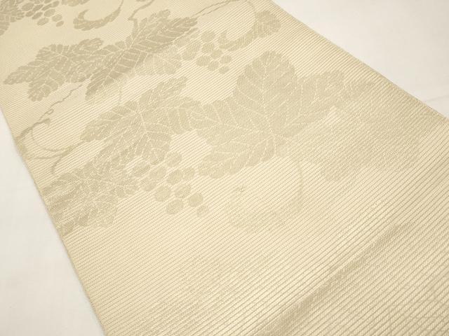 平和屋着物＊夏物　八寸名古屋帯　葡萄蔦の葉文　金糸　正絹　逸品　CABJ5714tx