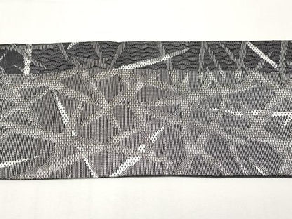 平和屋着物＊夏物　九寸名古屋帯　抽象文　銀糸　正絹　逸品　CABJ5716tx