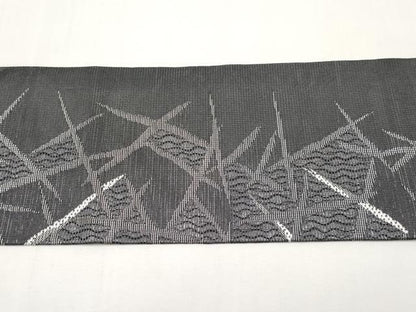 平和屋着物＊夏物　九寸名古屋帯　抽象文　銀糸　正絹　逸品　CABJ5716tx