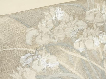 平和屋着物＊夏物　九寸開き名古屋帯　杜若　銀糸　正絹　逸品　CABJ5717tx