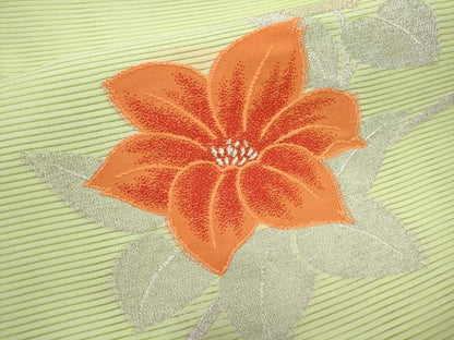 平和屋着物＊夏物　八寸名古屋帯　絽綴れ　枝花文　金銀糸　正絹　逸品　未使用　CABJ5718tx