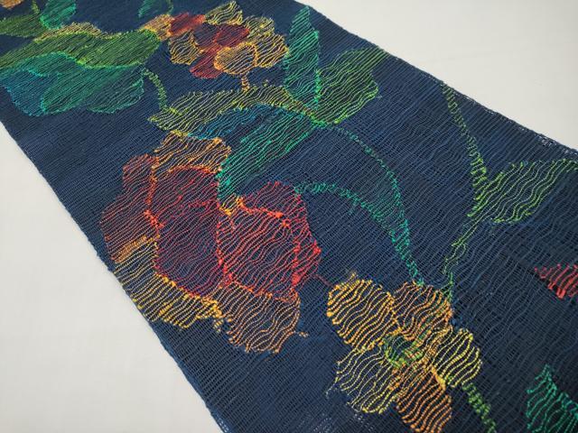 平和屋着物＊夏物　八寸名古屋帯　枝花文　正絹　逸品　CABJ5721tx