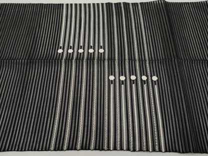平和屋着物＊夏物　八寸名古屋帯　絽綴れ　横段文　黒地　銀糸　正絹　逸品　CABJ5723tx