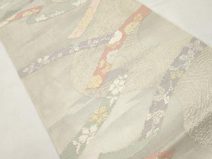 平和屋着物＊夏物　六通柄袋帯　鬘帯花文　金銀糸　正絹　逸品　CABJ5726tx