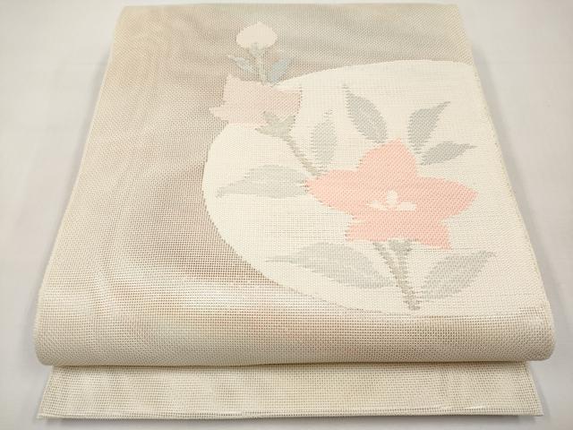 平和屋着物＊夏物　太鼓柄袋帯　桔梗　銀糸　正絹　逸品　未使用　CABJ5734tx