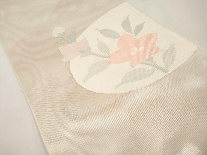 平和屋着物＊夏物　太鼓柄袋帯　桔梗　銀糸　正絹　逸品　未使用　CABJ5734tx