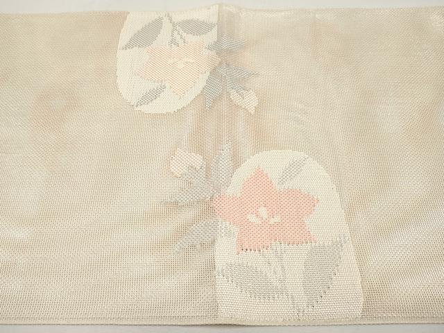 平和屋着物＊夏物　太鼓柄袋帯　桔梗　銀糸　正絹　逸品　未使用　CABJ5734tx