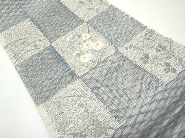 平和屋着物＊夏物　太鼓柄袋帯　すくい織　色紙草花文　金銀糸　正絹　逸品　CABJ5736tx
