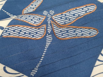 平和屋着物＊夏物　アンティーク　大正ロマン　両面　太鼓柄　京袋帯　駒刺繍　トンボ　金銀彩　正絹　逸品　CABJ5738tx