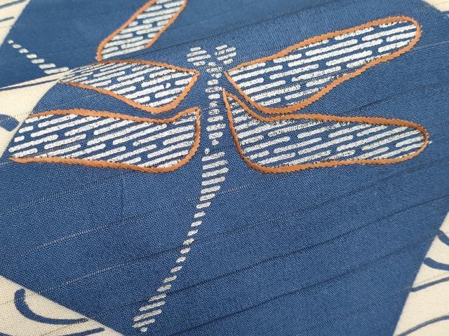 平和屋着物＊夏物　アンティーク　大正ロマン　両面　太鼓柄　京袋帯　駒刺繍　トンボ　金銀彩　正絹　逸品　CABJ5738tx