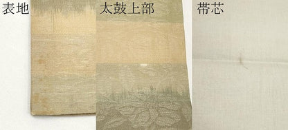 平和屋着物＊夏物　九寸開き名古屋帯　横段花文　金糸　正絹　逸品　CABJ5739tx