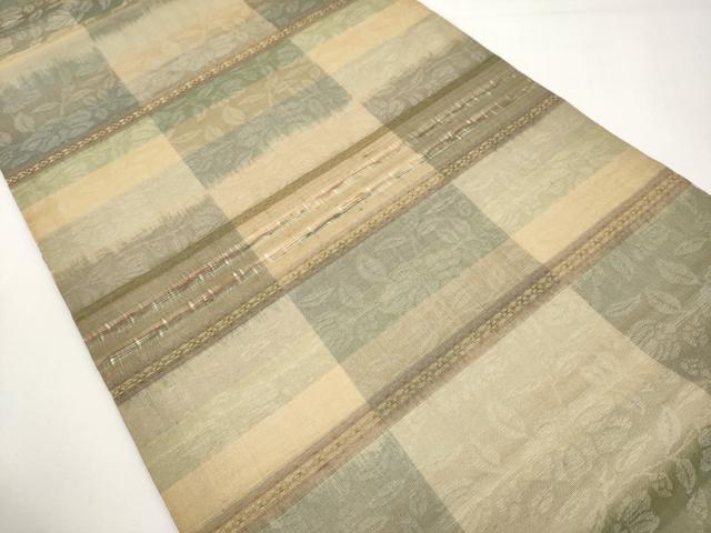 平和屋着物＊夏物　九寸開き名古屋帯　横段花文　金糸　正絹　逸品　CABJ5739tx