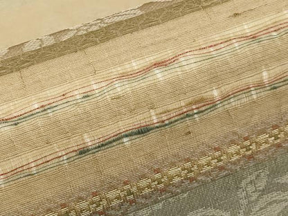 平和屋着物＊夏物　九寸開き名古屋帯　横段花文　金糸　正絹　逸品　CABJ5739tx