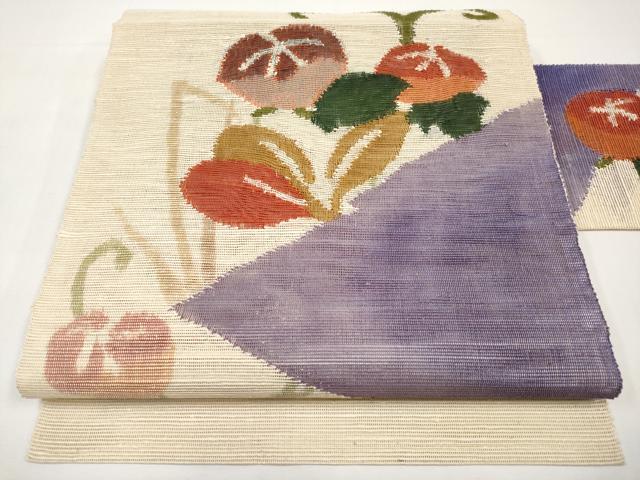 平和屋着物＊夏物　八寸名古屋帯　枝花文　正絹　逸品　CABJ5742tx