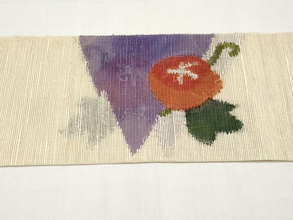 平和屋着物＊夏物　八寸名古屋帯　枝花文　正絹　逸品　CABJ5742tx