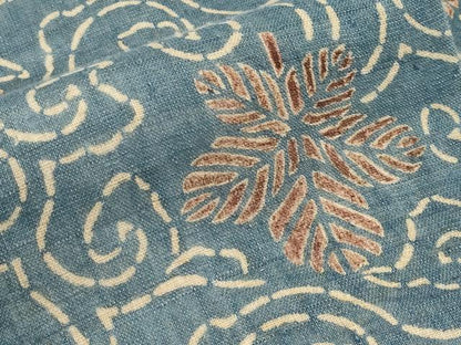 平和屋着物＊夏物　全通柄　九寸名古屋帯　型染め　舞葉唐草文　麻　逸品　CABJ5746tx