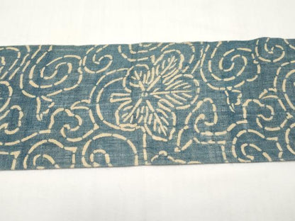 平和屋着物＊夏物　全通柄　九寸名古屋帯　型染め　舞葉唐草文　麻　逸品　CABJ5746tx