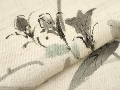 平和屋着物＊夏物　九寸名古屋帯　手描き　枝花文　麻　逸品　CABJ5752tx