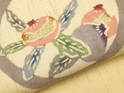 平和屋着物＊夏物　九寸名古屋帯　型染　成り物　麻　逸品　CABJ5755tx