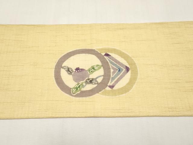平和屋着物＊夏物　九寸名古屋帯　型染　成り物　麻　逸品　CABJ5755tx