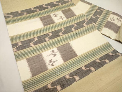 平和屋着物＊夏物　本場琉球絣　夏琉球　九寸名古屋帯　横段絣文　正絹　逸品　CABJ5757tx