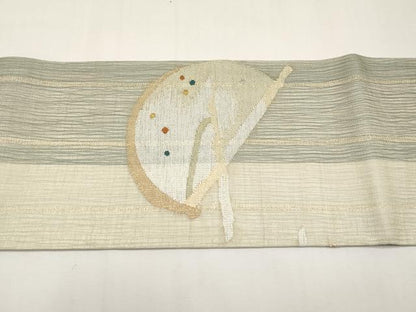 平和屋着物＊夏物　九寸名古屋帯　すくい織　抽象文　金銀糸　正絹　逸品　CABJ5758tx