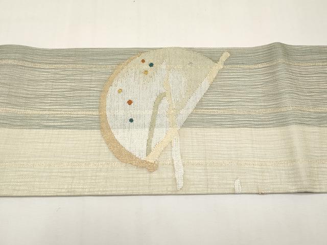 平和屋着物＊夏物　九寸名古屋帯　すくい織　抽象文　金銀糸　正絹　逸品　CABJ5758tx