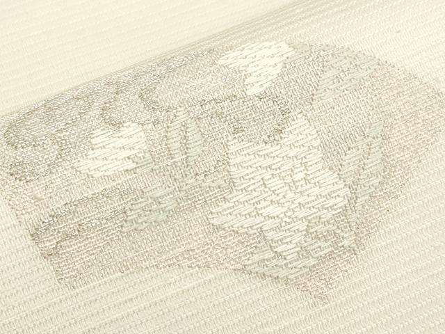 平和屋着物＊夏物　九寸名古屋帯　唐織　地紙草花文　金銀糸　正絹　逸品　CABJ5759tx