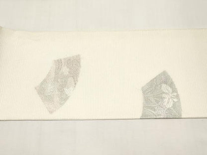 平和屋着物＊夏物　九寸名古屋帯　唐織　地紙草花文　金銀糸　正絹　逸品　CABJ5759tx