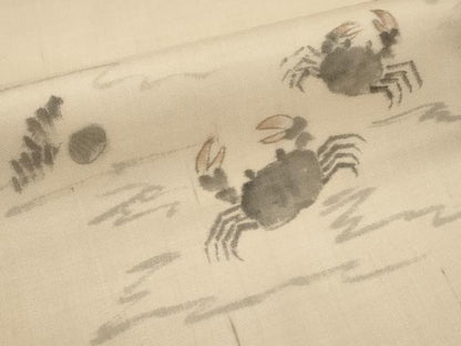 平和屋着物＊夏物　九寸名古屋帯　作家物　手描き　カニ　蟹　正絹　逸品　未使用　CABJ5760tx