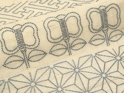 平和屋着物＊夏物　中国三大刺繍　相良刺繍　刺し子　九寸名古屋帯　紬地　遠州椿　正絹　逸品　CABJ5762tx