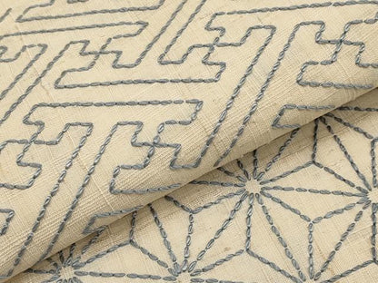 平和屋着物＊夏物　中国三大刺繍　相良刺繍　刺し子　九寸名古屋帯　紬地　遠州椿　正絹　逸品　CABJ5762tx