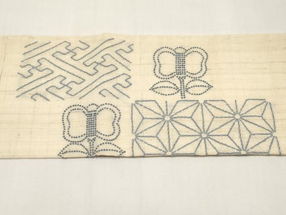 平和屋着物＊夏物　中国三大刺繍　相良刺繍　刺し子　九寸名古屋帯　紬地　遠州椿　正絹　逸品　CABJ5762tx