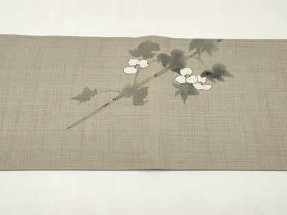 平和屋着物＊夏物　二代目清次郎　手描き　九寸名古屋帯　休み鳥　麻　逸品　CABJ5772tx