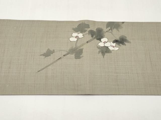 平和屋着物＊夏物　二代目清次郎　手描き　九寸名古屋帯　休み鳥　麻　逸品　CABJ5772tx