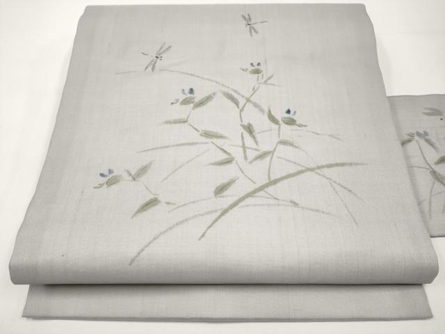 平和屋着物＊夏物　九寸名古屋帯　作家物　手描き　トンボ　正絹　逸品　CABJ5774tx