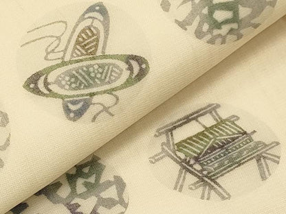 平和屋着物＊夏物　松煙染の第一人者　川島草苑　九寸名古屋帯　型染め　いろは歌　正絹　逸品　CABJ5777tx