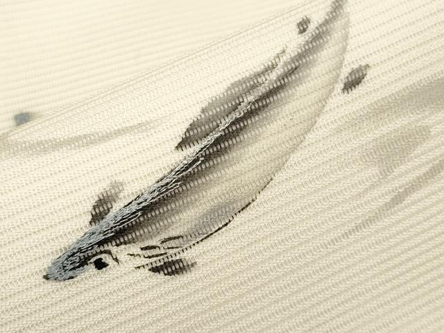平和屋着物＊夏物　九寸名古屋帯　作家物　手描き　刺繍　鮎　正絹　逸品　CABJ5780tx