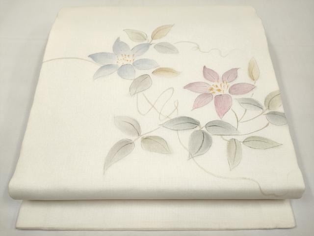 平和屋着物＊夏物　九寸開き名古屋帯　手描き　枝花文　正絹　逸品　CABJ5781tx
