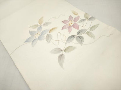 平和屋着物＊夏物　九寸開き名古屋帯　手描き　枝花文　正絹　逸品　CABJ5781tx