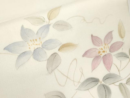 平和屋着物＊夏物　九寸開き名古屋帯　手描き　枝花文　正絹　逸品　CABJ5781tx
