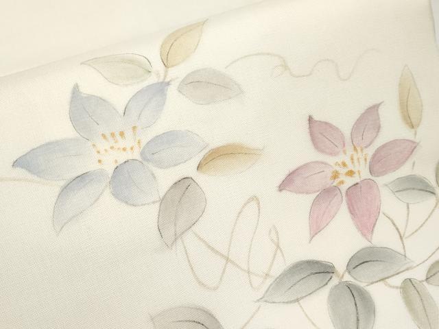 平和屋着物＊夏物　九寸開き名古屋帯　手描き　枝花文　正絹　逸品　CABJ5781tx