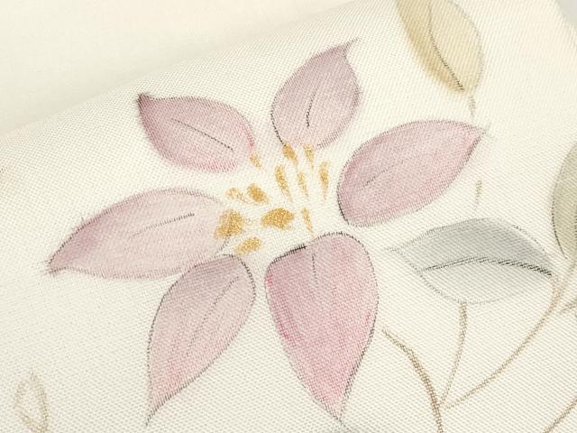 平和屋着物＊夏物　九寸開き名古屋帯　手描き　枝花文　正絹　逸品　CABJ5781tx