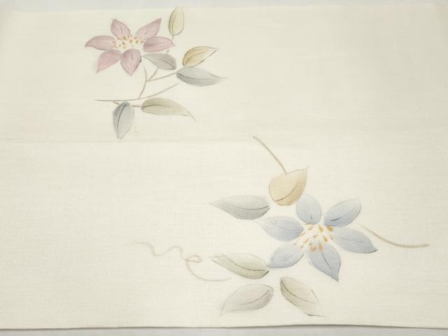 平和屋着物＊夏物　九寸開き名古屋帯　手描き　枝花文　正絹　逸品　CABJ5781tx