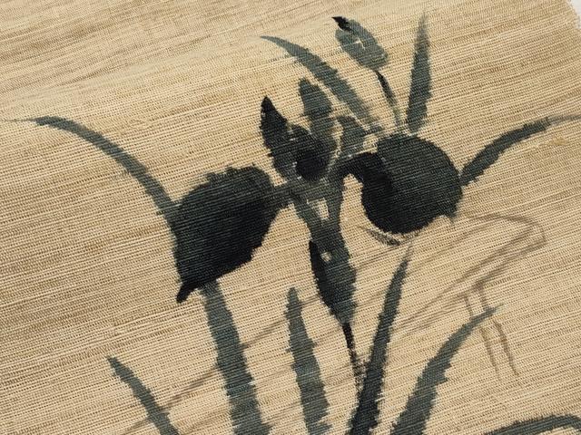 平和屋着物＊夏物　八寸名古屋帯　手描き　八ツ橋文　麻・自然布　逸品　CABJ5783tx