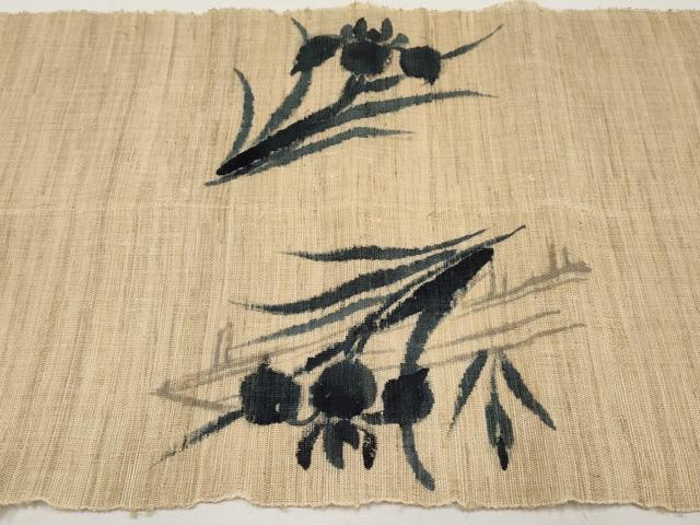 平和屋着物＊夏物　八寸名古屋帯　手描き　八ツ橋文　麻・自然布　逸品　CABJ5783tx