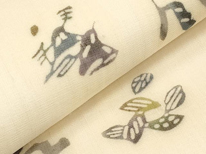 平和屋着物＊夏物　九寸名古屋帯　紅型染　風景花鳥文　正絹　逸品　CABJ5786tx