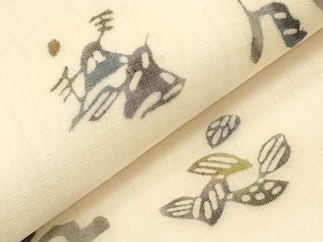 平和屋着物＊夏物　九寸名古屋帯　紅型染　風景花鳥文　正絹　逸品　CABJ5786tx