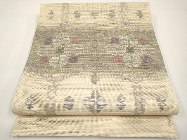 平和屋着物＊夏物　1854年創業　帯屋捨松　八寸名古屋帯　亀甲花菱文　正絹　逸品　CABJ5788tx